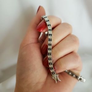 Sterling Silver Sapphire Blue Tennis Bracelet